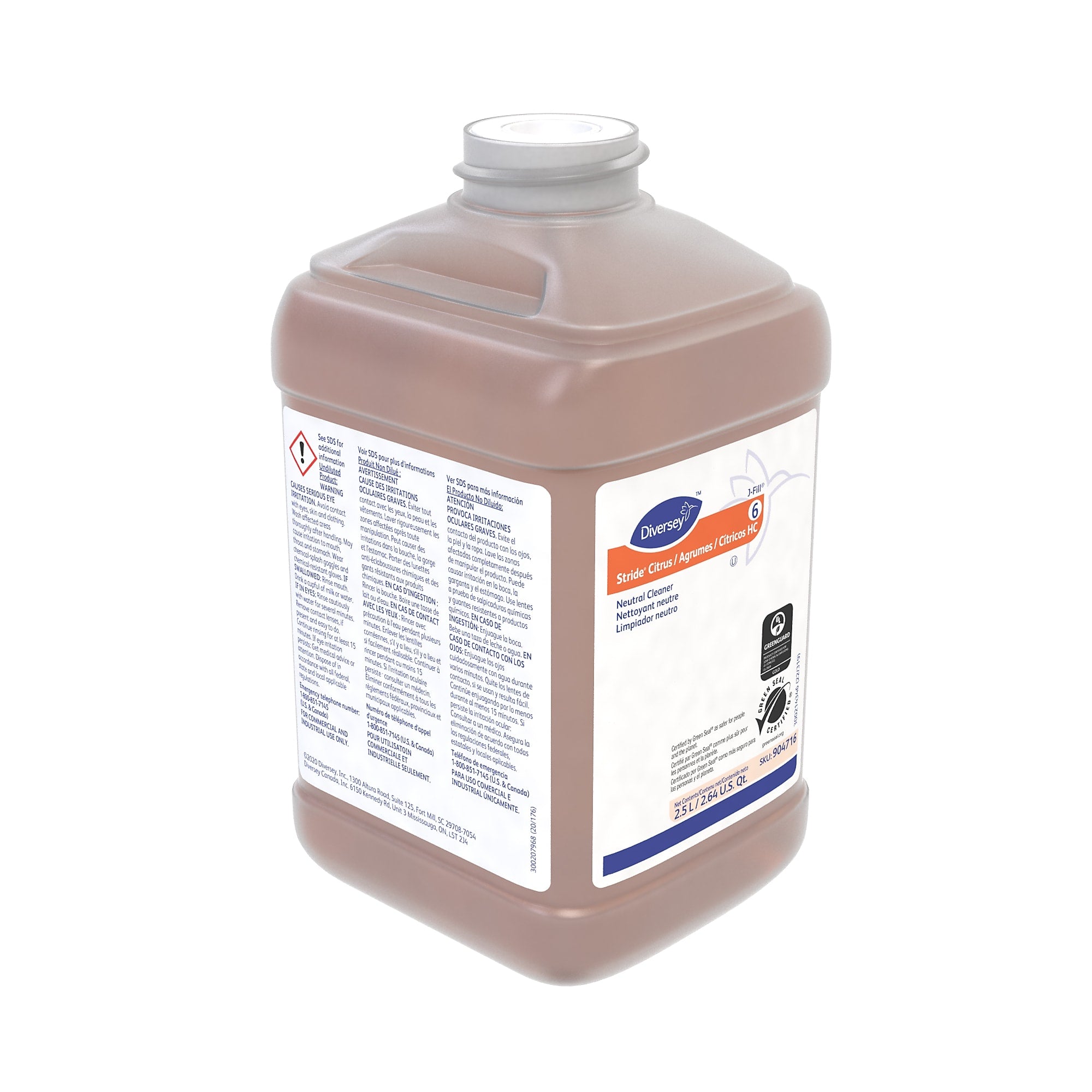 Stride HC Multipurpose Cleaner for Diversey J-Fill, Citrus, 2.5 L, 2/Carton
