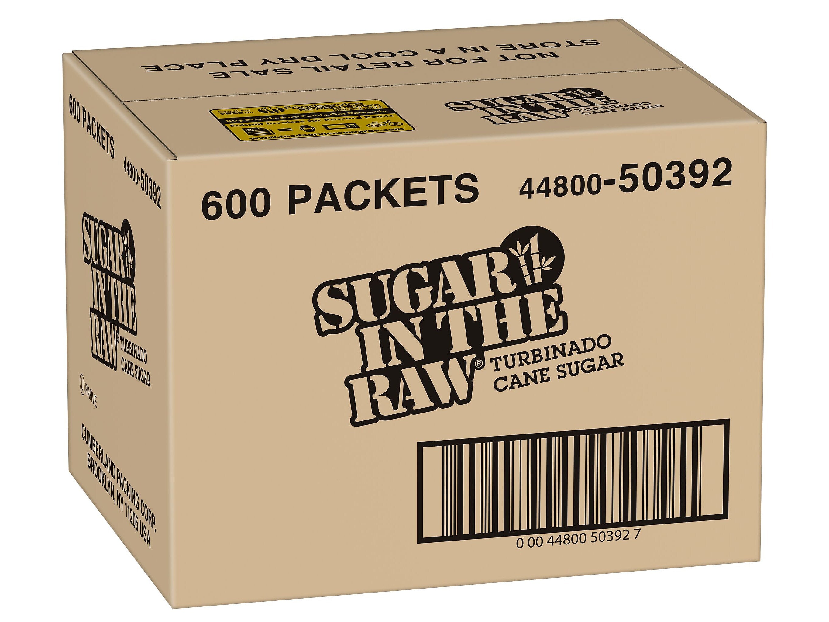 Sugar In The Raw Molasses Turbinado Cane Sugar, Packets, 600/Carton