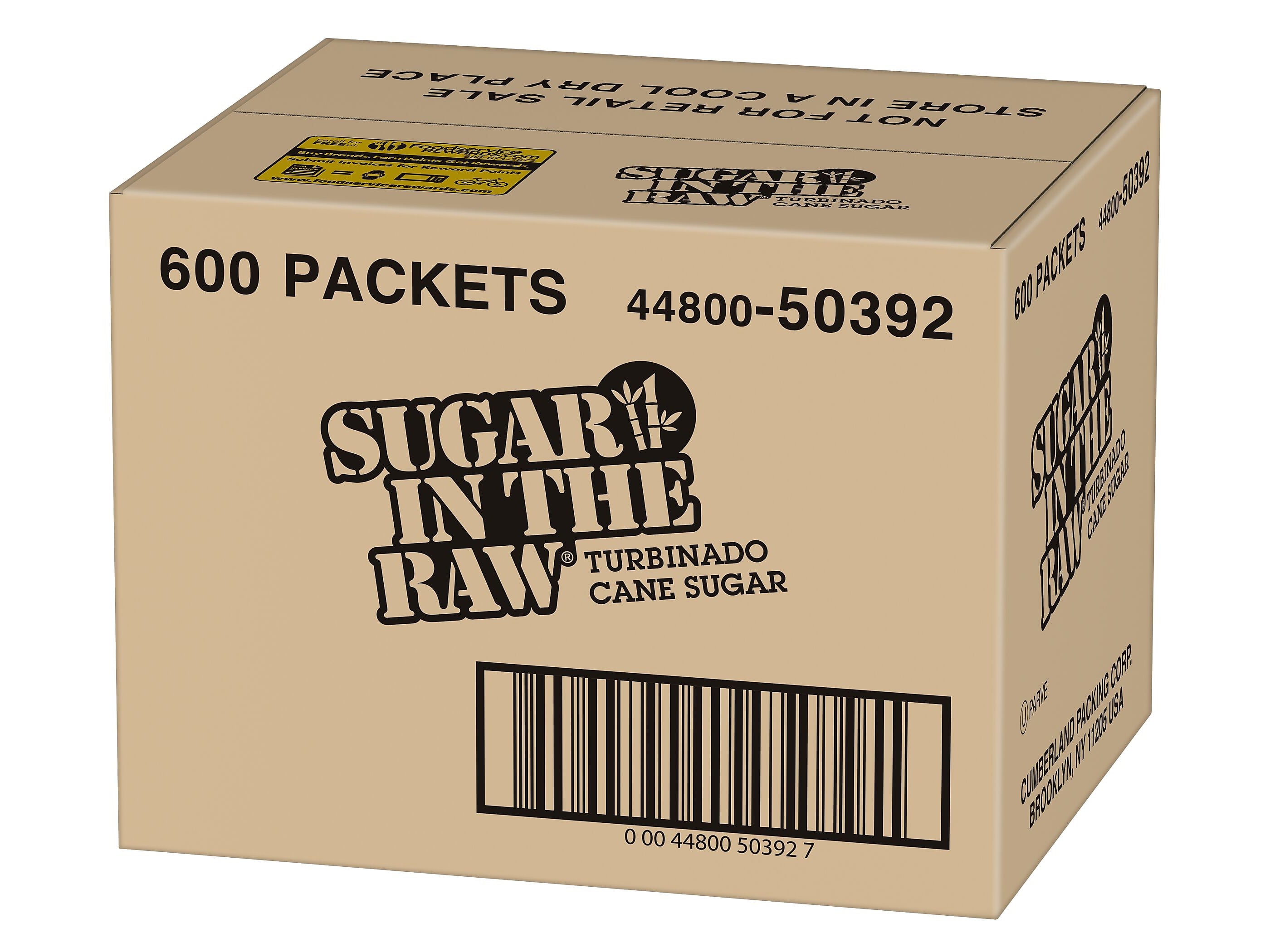 Sugar In The Raw Molasses Turbinado Cane Sugar, Packets, 600/Carton