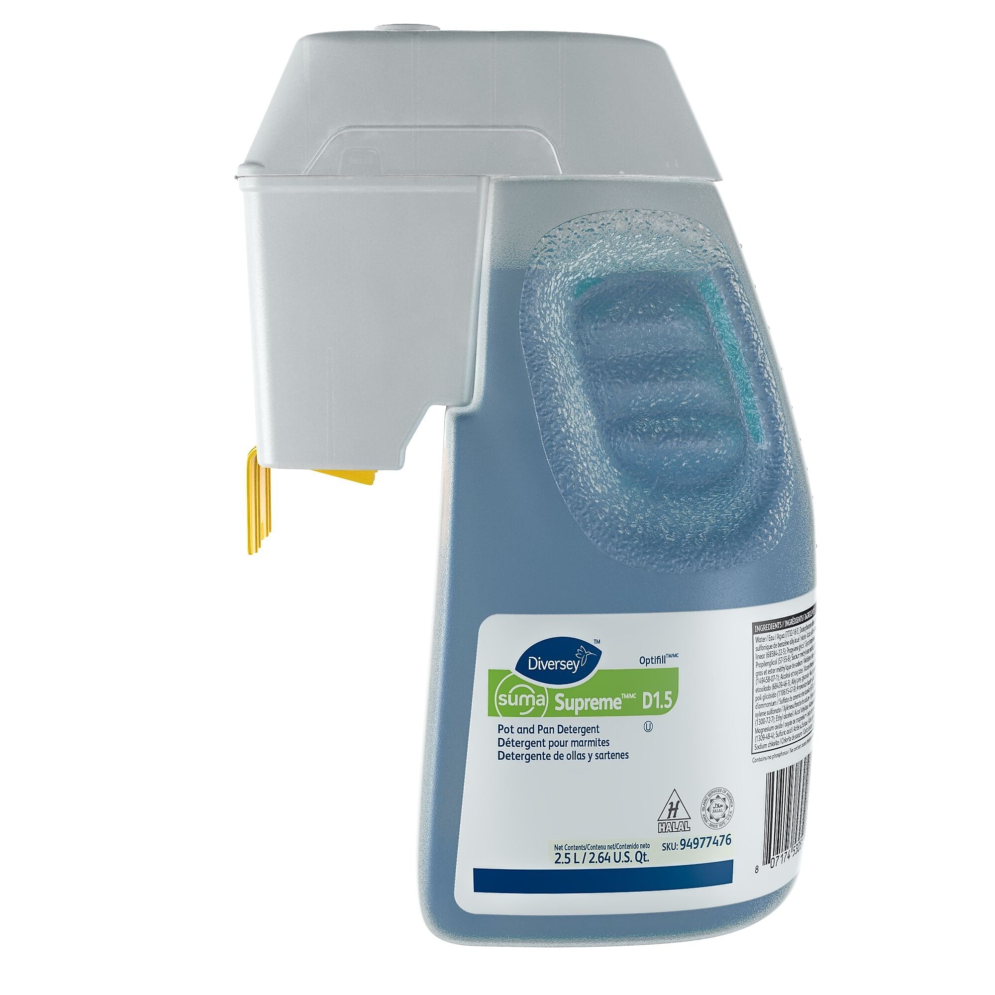 SUMA D1.5 Supreme Pot and Pan Detergent for Diversey Optifill, Floral Scent, 84.5oz.