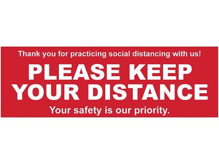 Superior Mark® Floor Decal, "Please Keep Your Distance", 4" x 12", Red/White