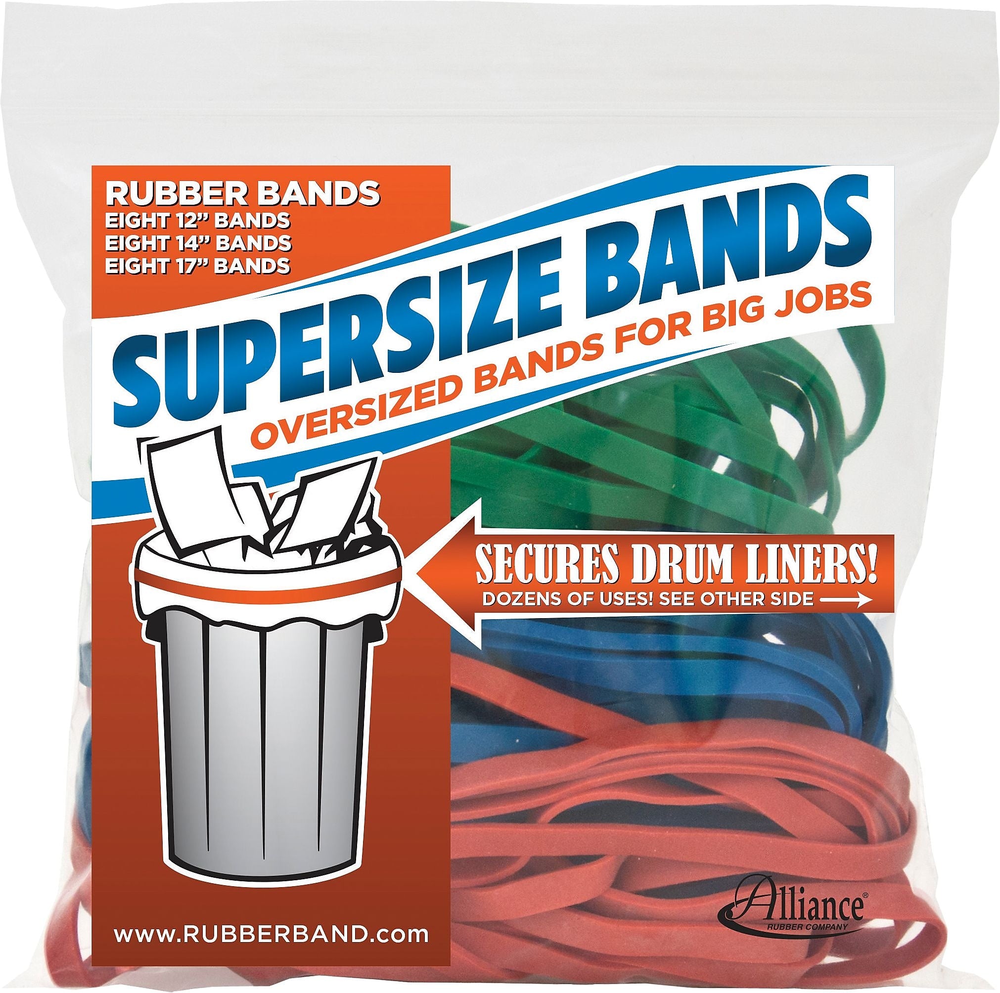 SuperSize Bands Oversized Rubber Bands, Assorted Sizes, 1/2 lb. Bag, 24/Pack