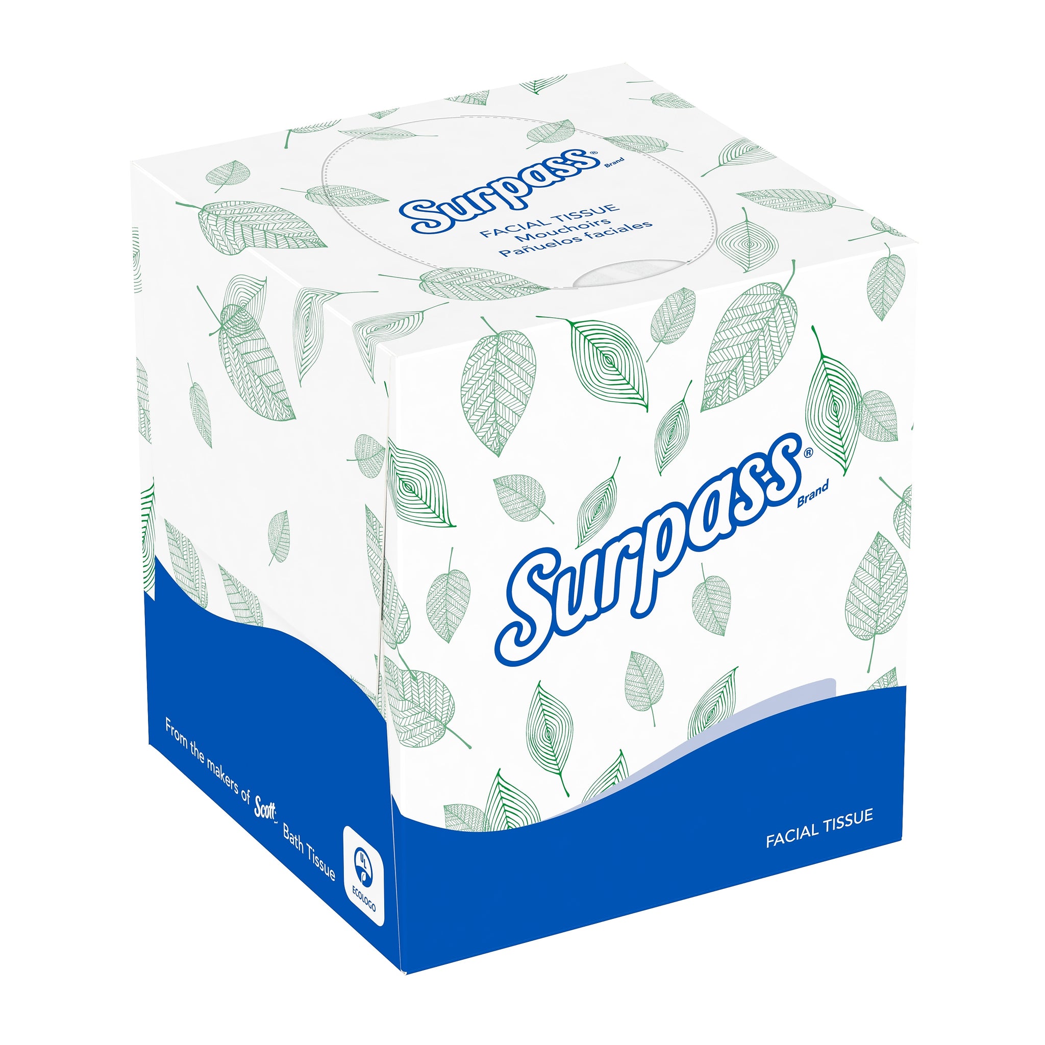 Surpass Cube Facial Tissue, 2-ply, White, 90 Sheets/Box, 36 Boxes/Carton