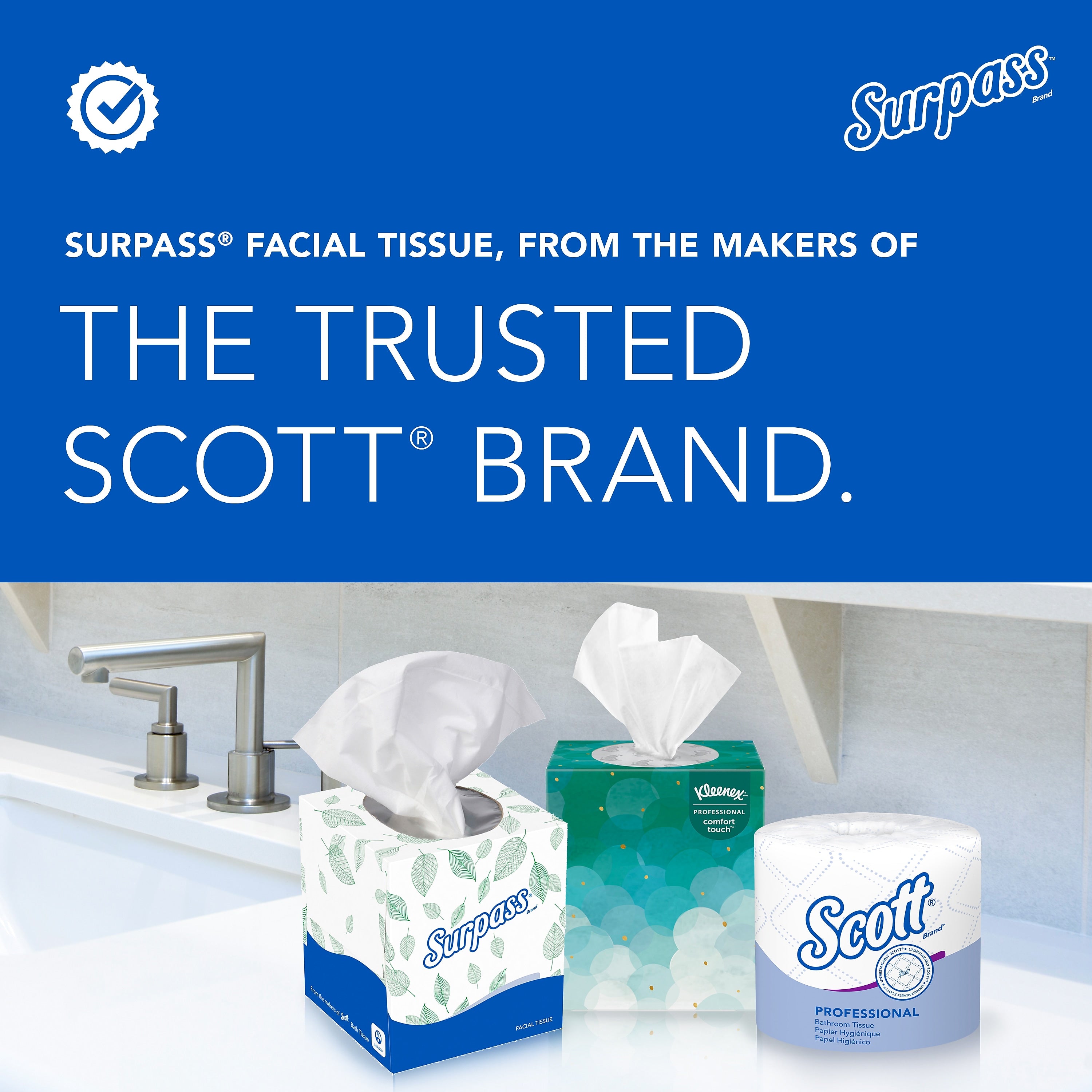 Surpass Cube Facial Tissue, 2-ply, White, 90 Sheets/Box, 36 Boxes/Carton