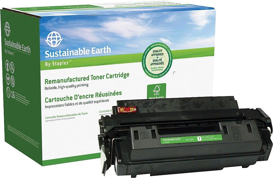 Sustainable Earth by Staples Remanufactured Black Standard Yield MICR Toner Cartridge Replacement for HP 10A