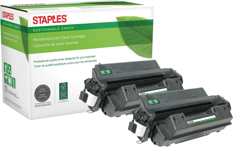 Sustainable Earth by Staples Remanufactured Black Standard Yield Toner Cartridge Replacement for HP 10A , 2/Pack