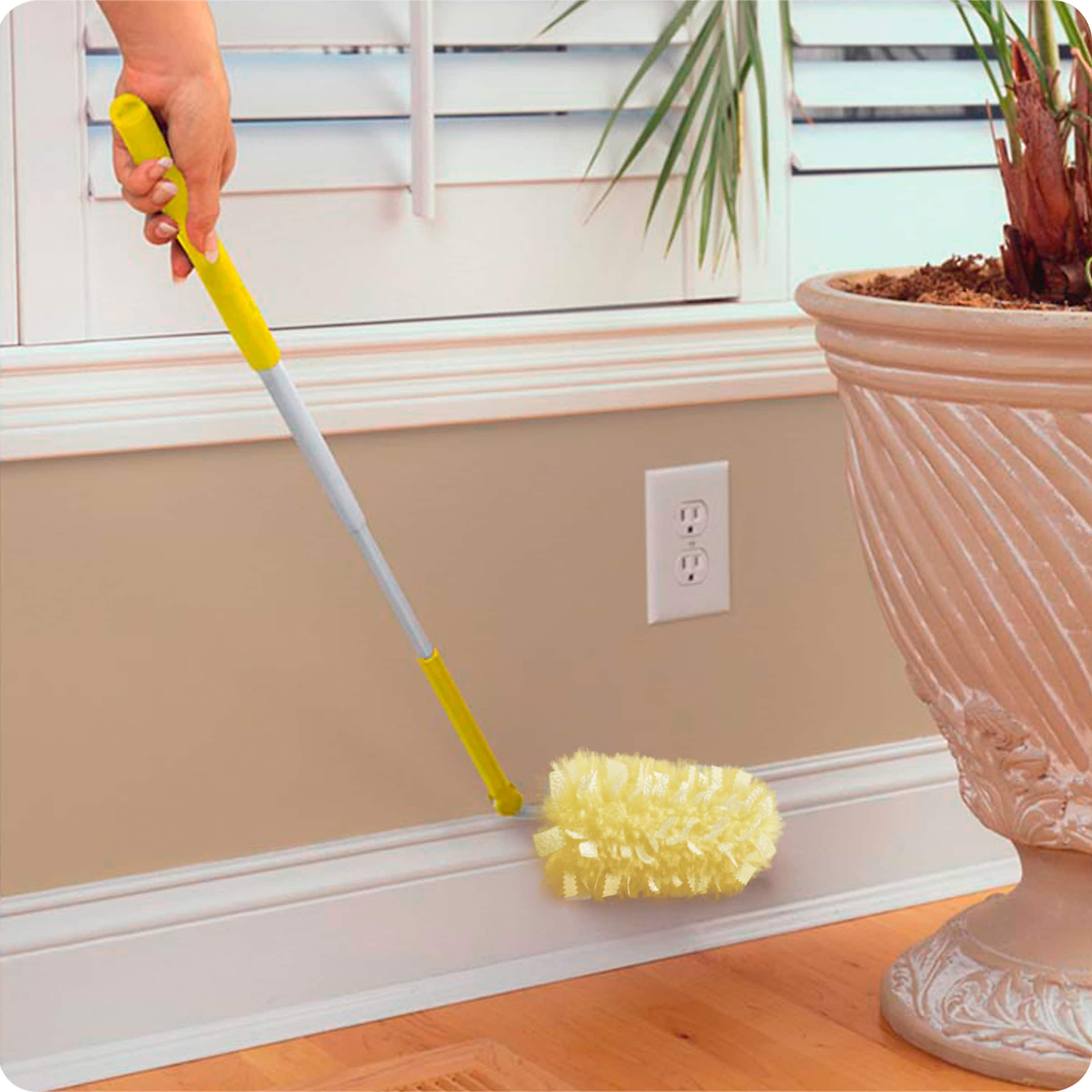 Swiffer 360 Durable Heavy Duty Fiber Dusters with Extendable Handle Kit, White/Yellow