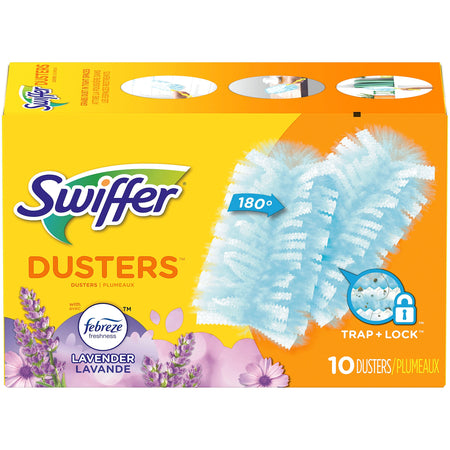 Swiffer Dusters Multi-Surface Synthetic Fiber Refills, Febreze Lavender Scent, Blue, 10/Pack