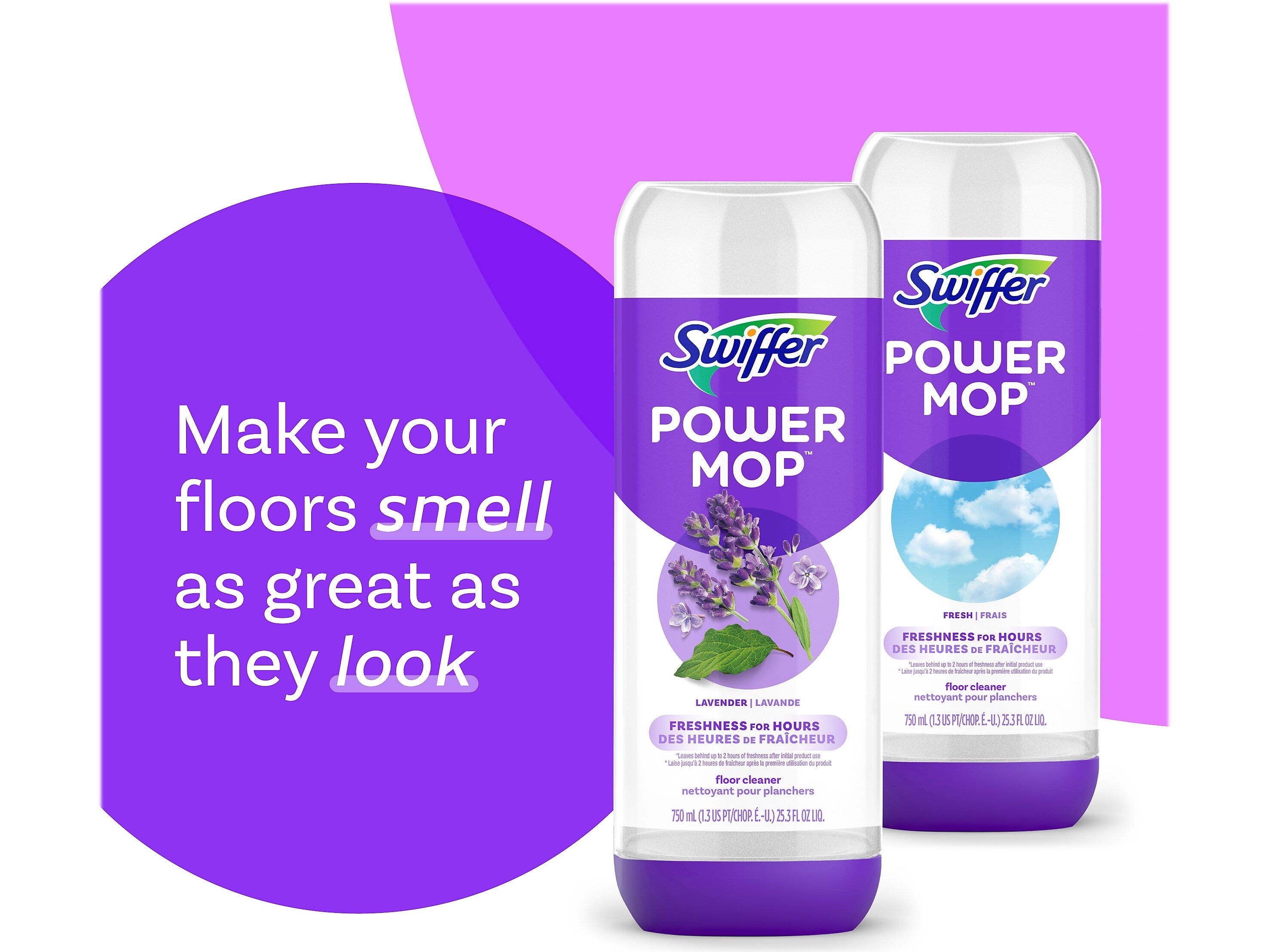 Swiffer PowerMop Deodorizing Floor Cleaner Refill, Lavender Scent, 25.3 Fl. Oz.