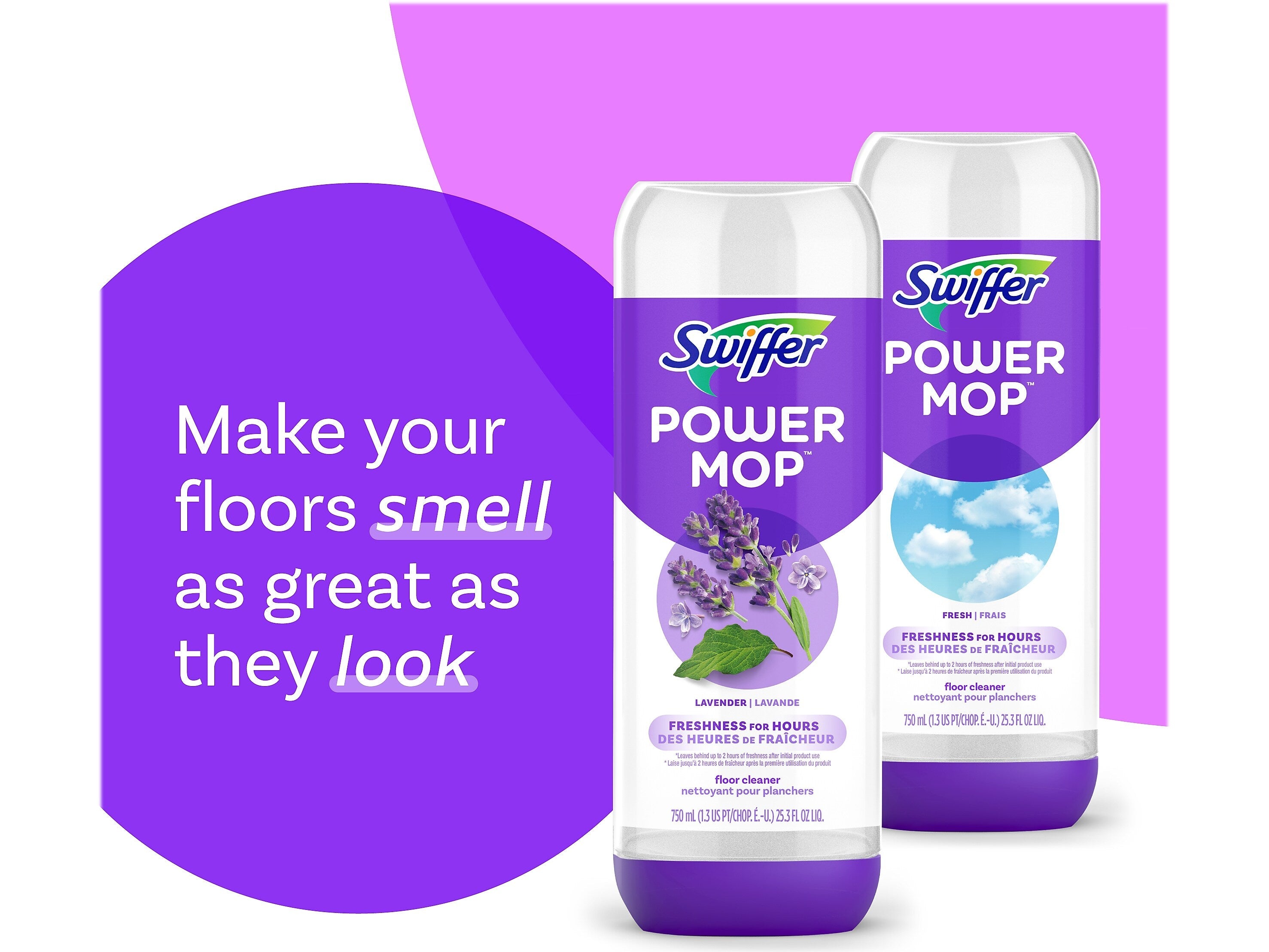 Swiffer PowerMop Deodorizing Floor Cleaner Refill, Lavender Scent, 25.3 Fl. Oz.