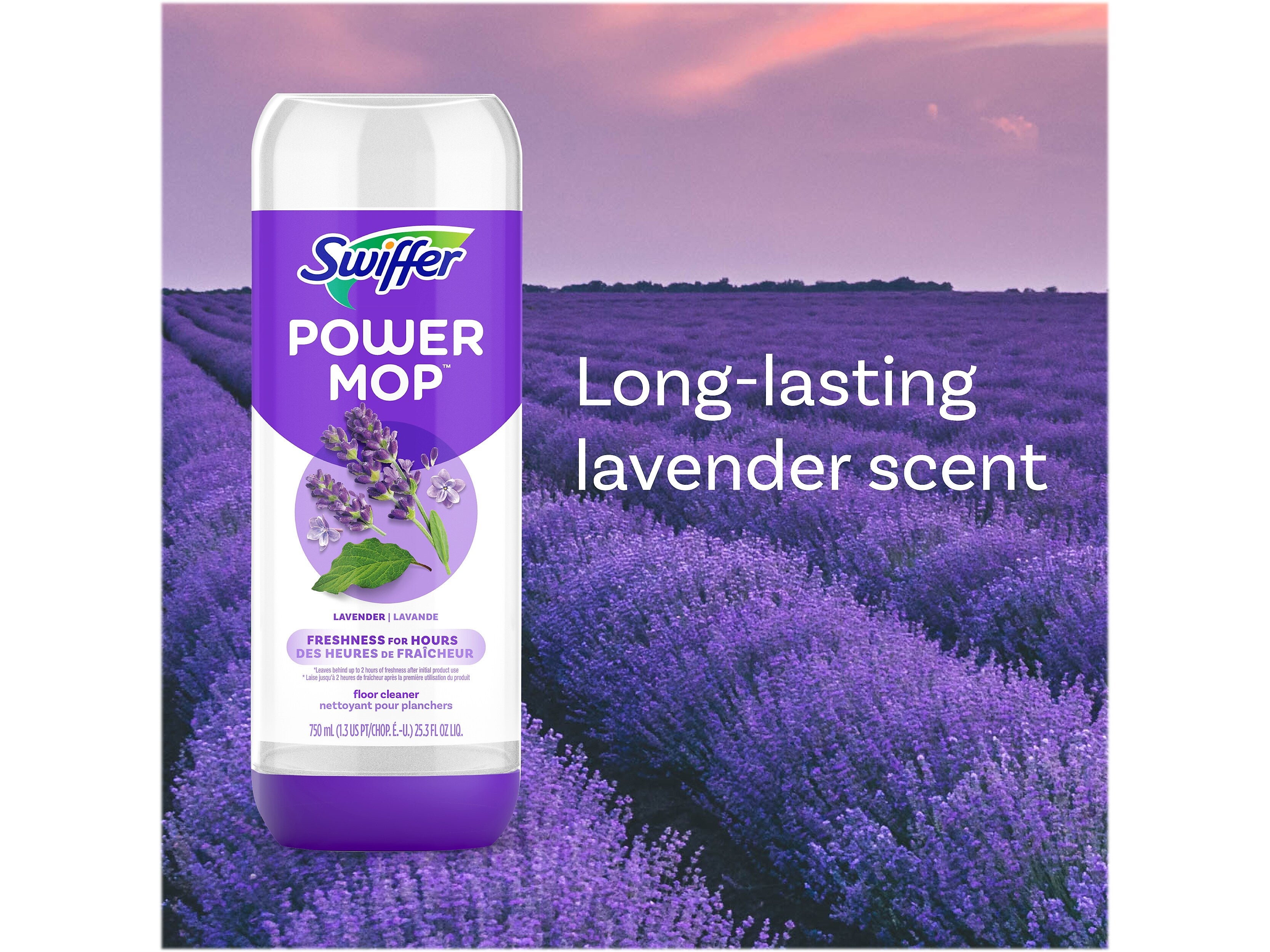 Swiffer PowerMop Deodorizing Floor Cleaner Refill, Lavender Scent, 25.3 Fl. Oz.