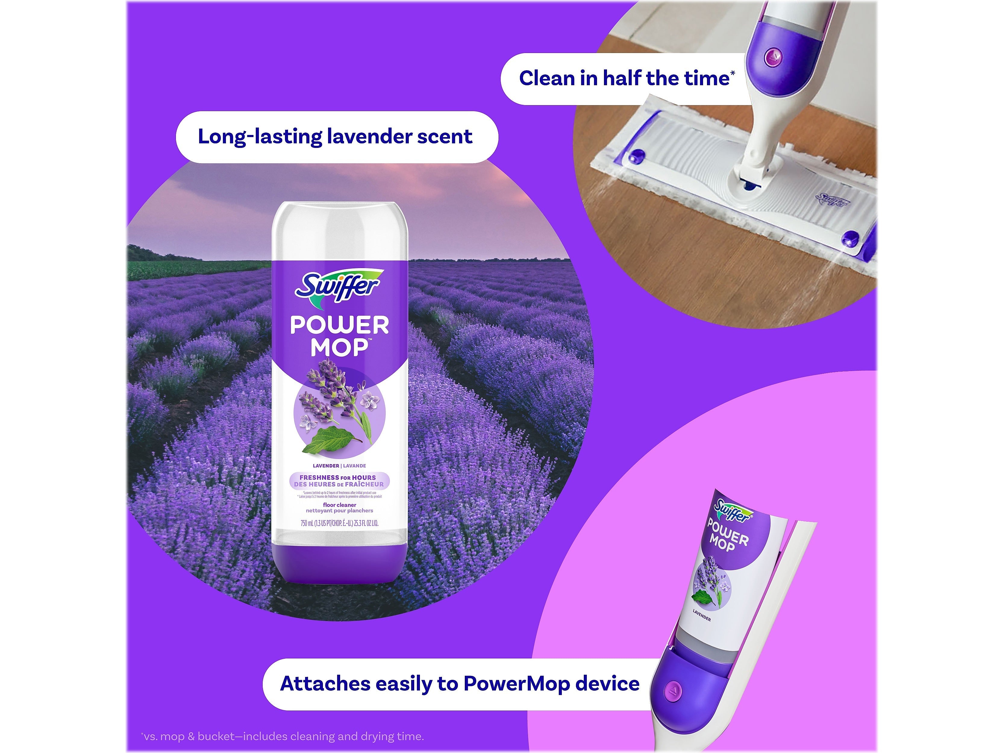 Swiffer PowerMop Deodorizing Floor Cleaner Refill, Lavender Scent, 25.3 Fl. Oz.
