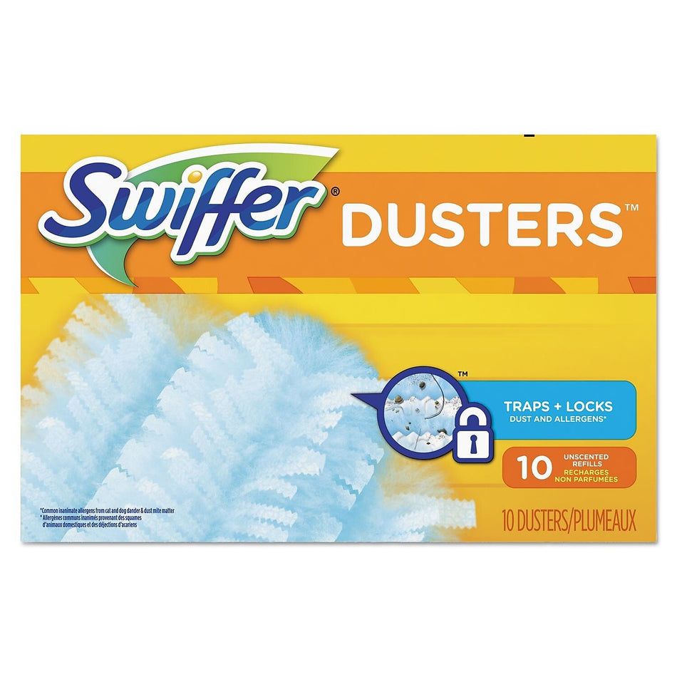 Swiffer Refill Dusters, Dust Lock Fiber, Light Blue, Unscented, 10/box, 4 Box/carton