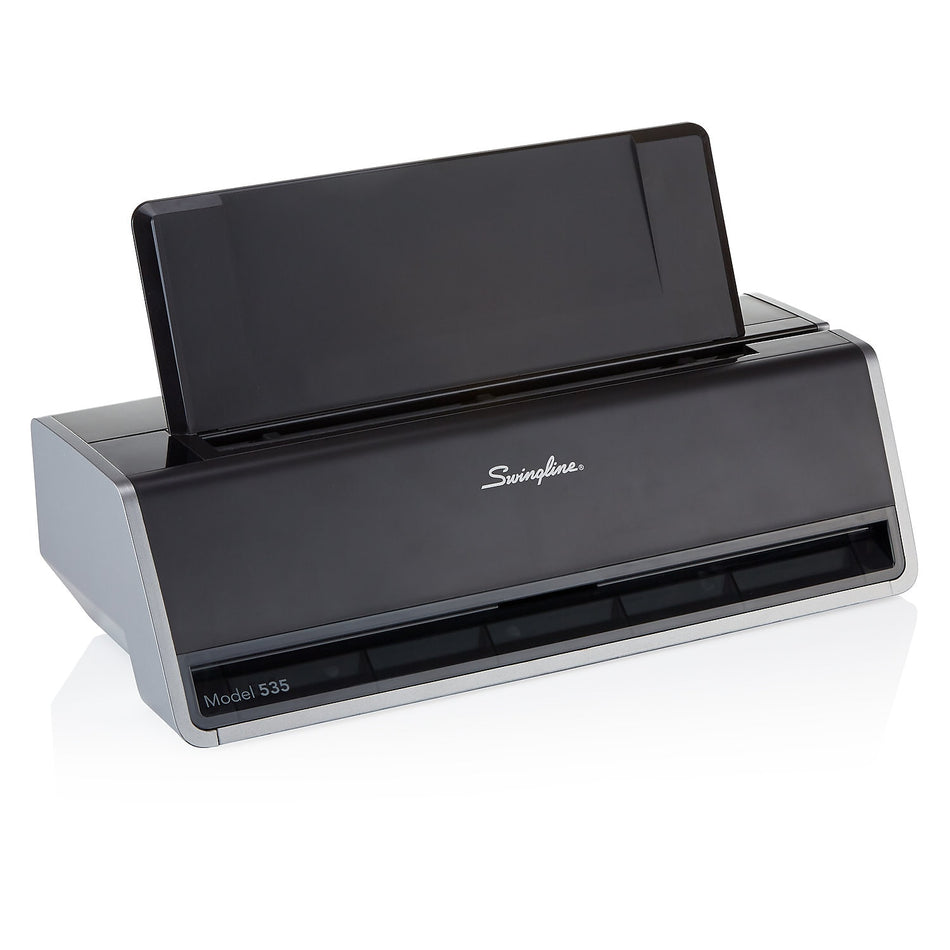 Swingline Commercial Electric Desktop 3-Hole Punch, 28 Sheet Capacity, Black & Gray