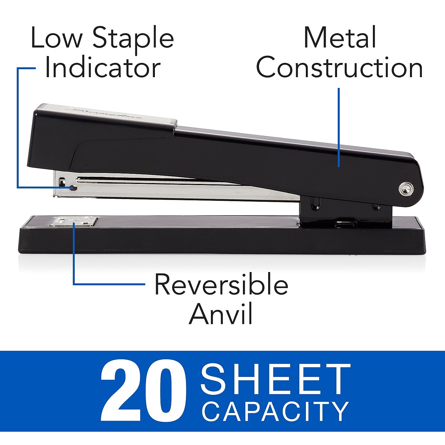 Swingline Desktop Stapler, 20-Sheet Capacity, Staples Included, Black