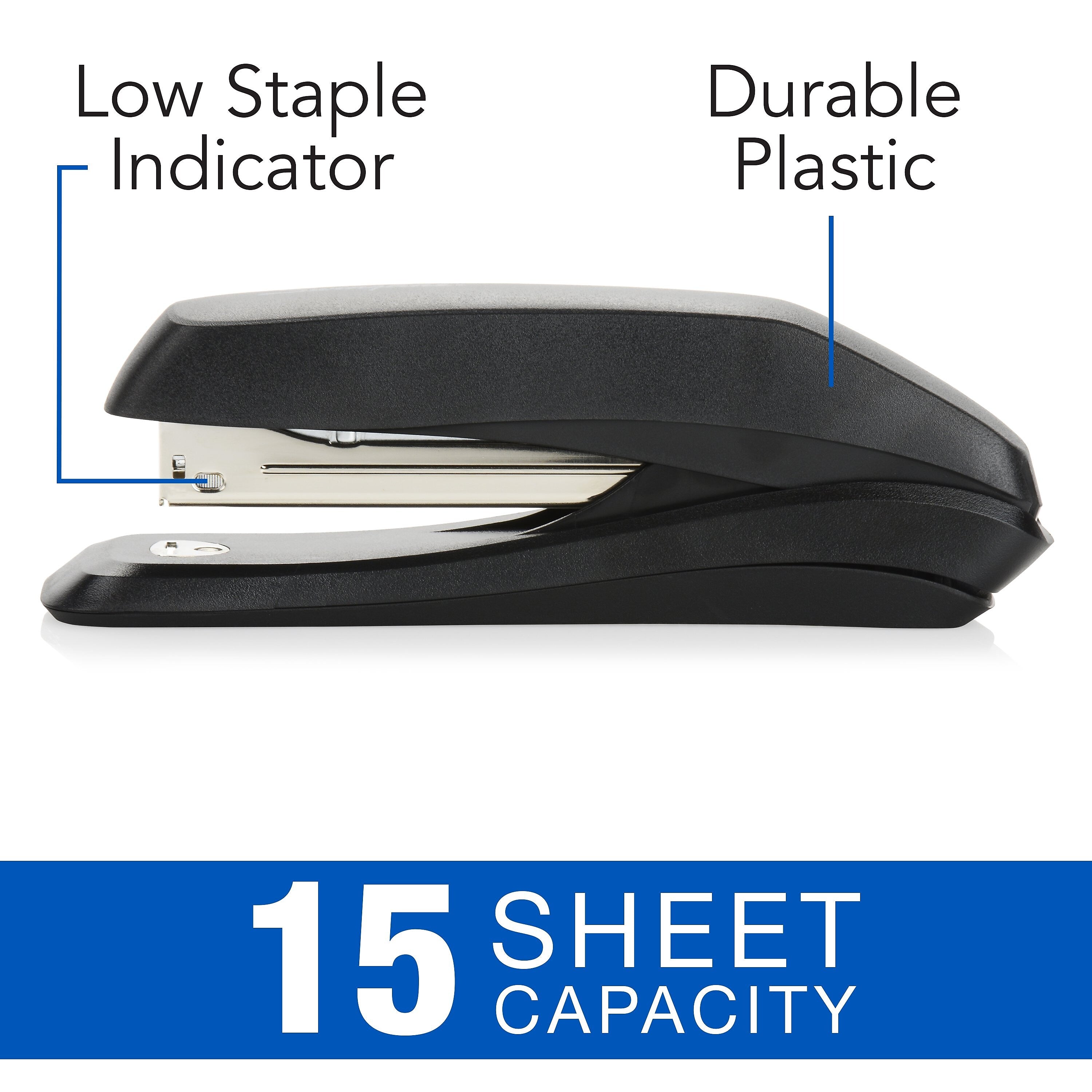 Swingline Eco Friendly Desktop Stapler, 15-Sheet Capacity, Staples Included, Black /Pack