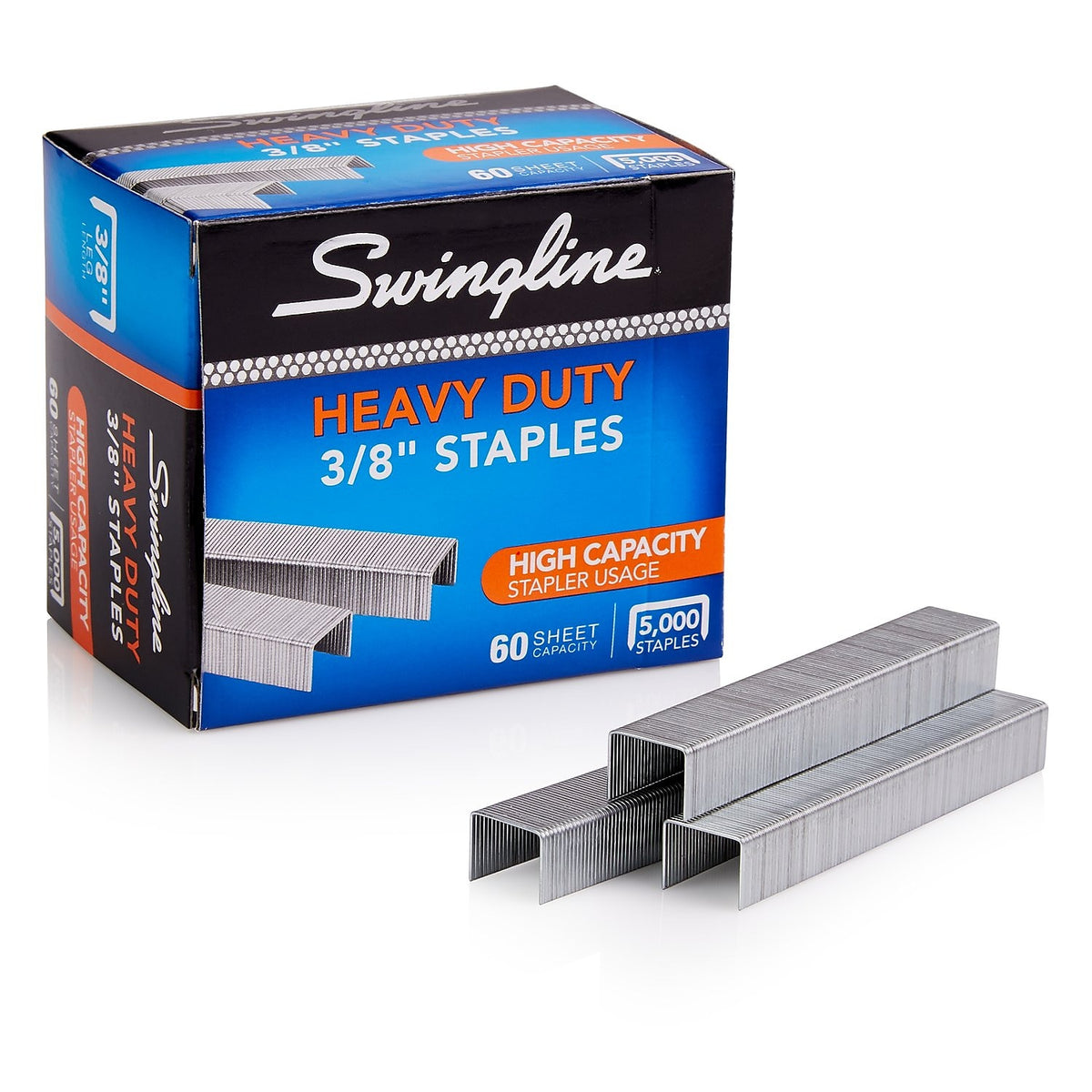 Swingline Heavy Duty 3/8" Length High Capacity Staples, Full Strip, 5000/Box