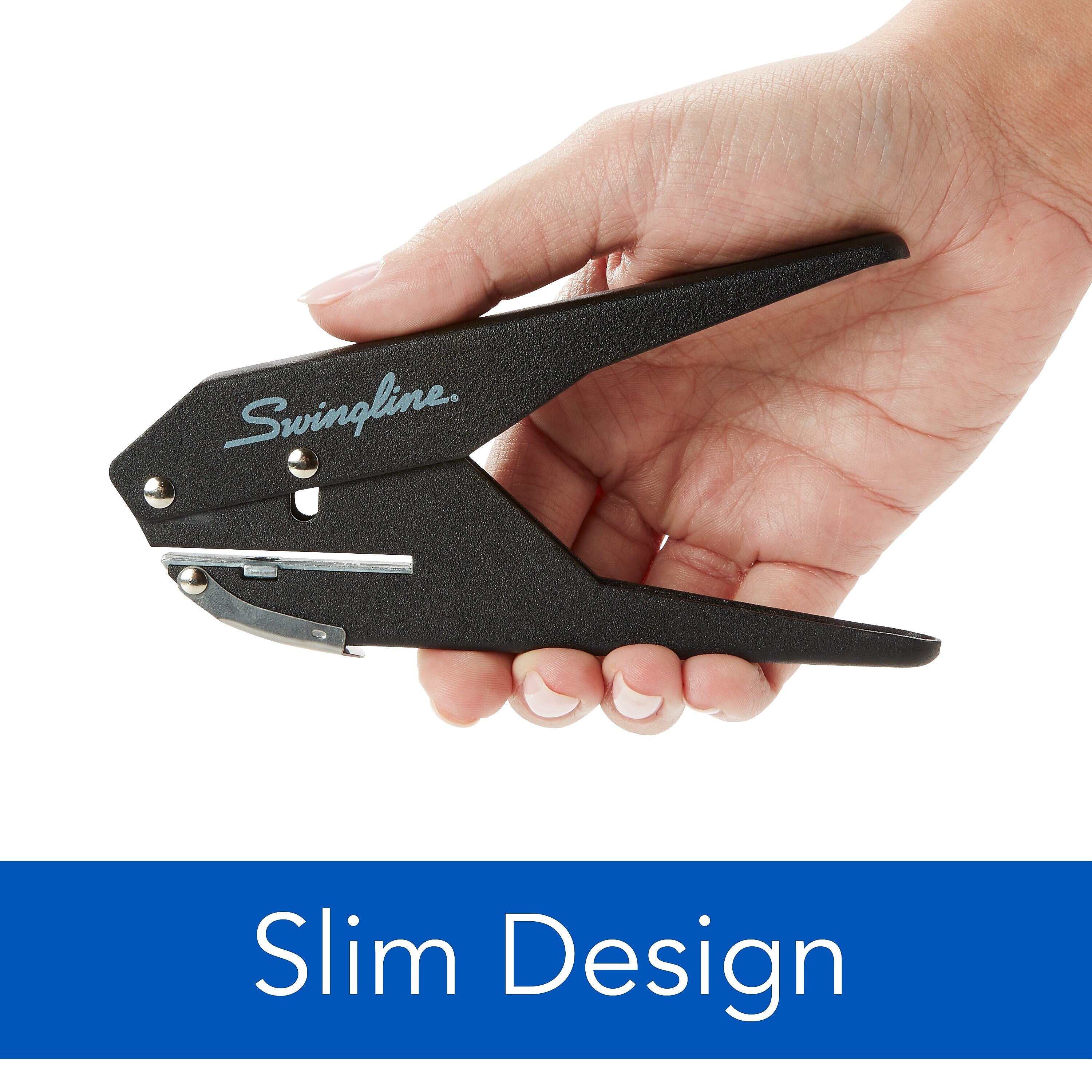 Swingline Low Force Handheld Hole Punch, 20 Sheet Capacity, Black