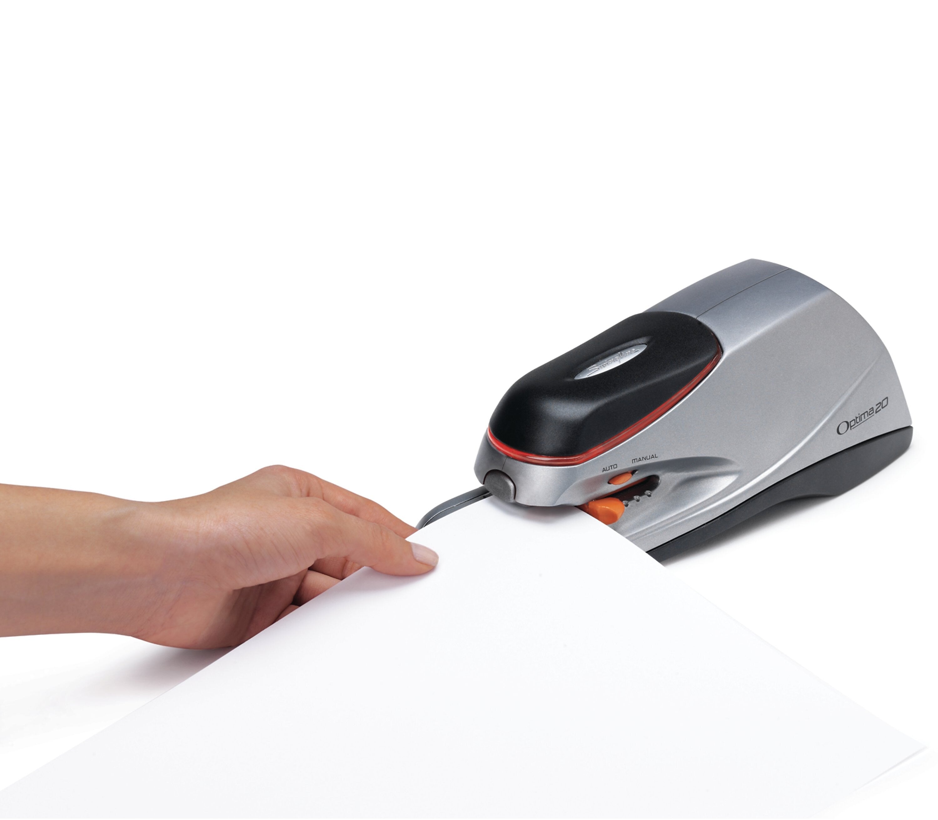 Swingline Optima 20 Electric Desktop Stapler, 20-Sheet Capacity, Staples Included, Gray/Silver