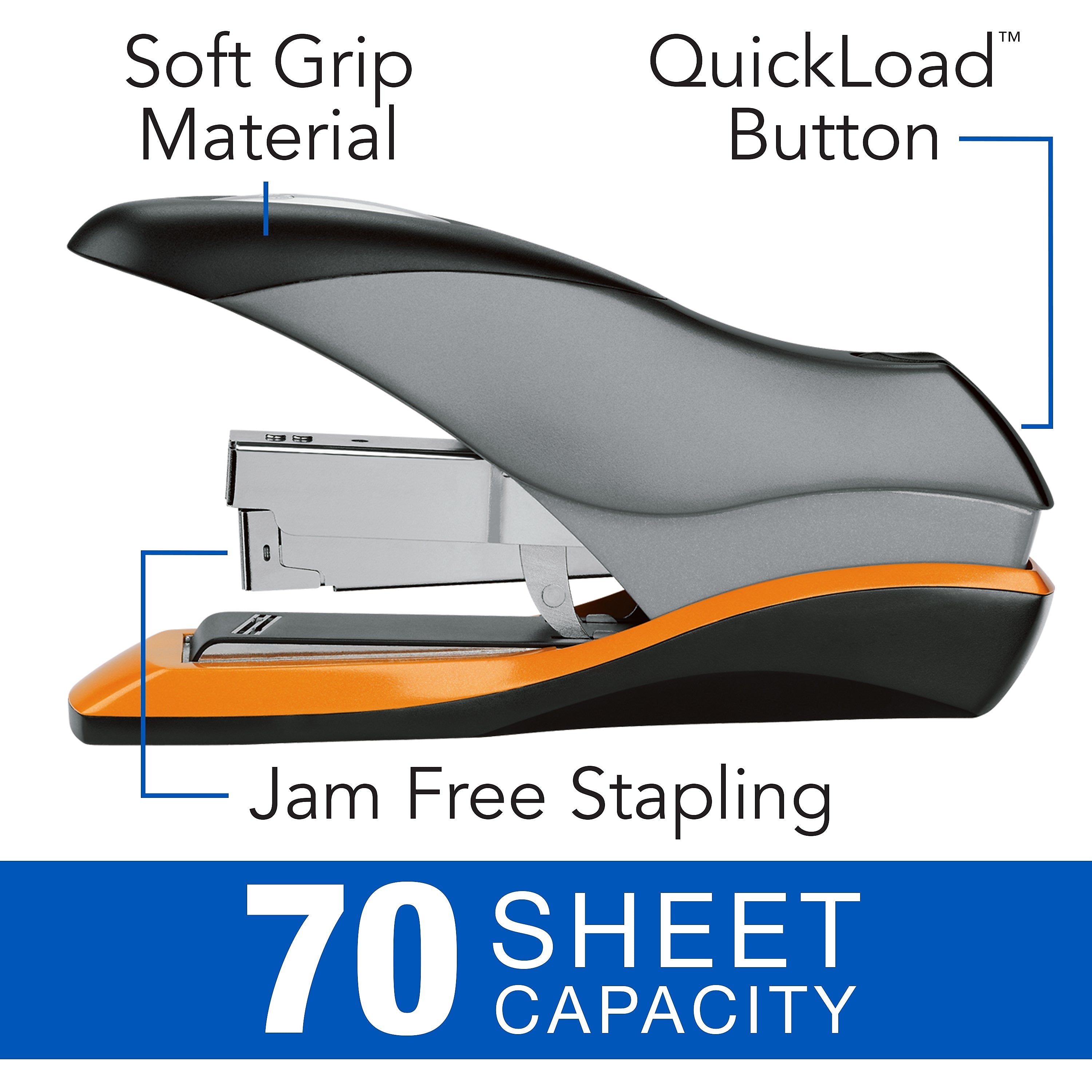 Swingline Optima 70 Desktop Stapler, 70-Sheet Capacity, Staples Included, Silver