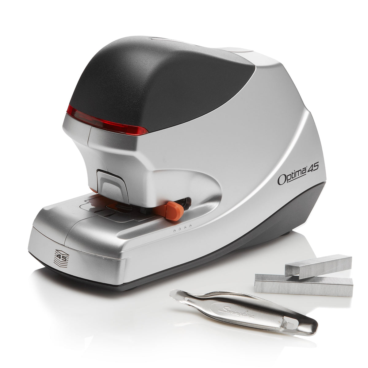 Swingline Optima Electric Desktop Stapler, 45-Sheet Capacity, Staples Included, Gray/Silver /Pack