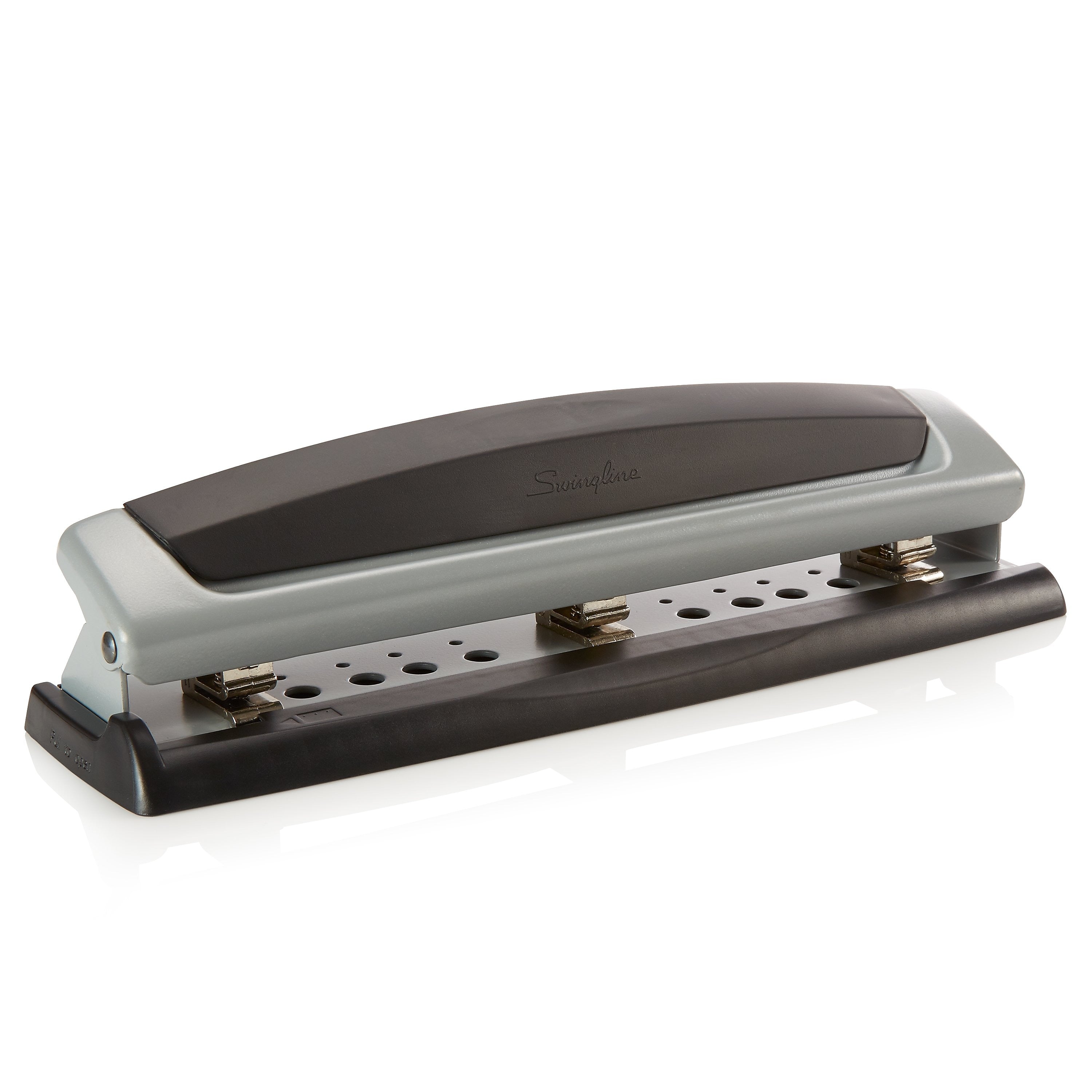 Swingline Precision Pro Desktop Adjustable Hole Punch, 10 Sheet Capacity, Black/Silver