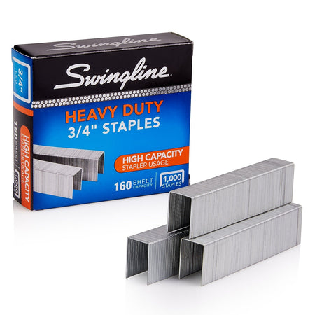 Swingline Premium Heavy Duty 3/4" Length High Capacity Staples, Full Strip, 1000/Box