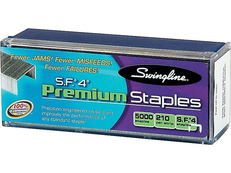 Swingline S.F. 4 Premium Staples, 1/4" Leg Length, 5000 Staples/Box, 20/Carton