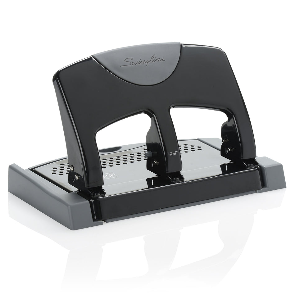 Swingline SmartTouch Low Force Desktop 3-Hole Punch, 45 Sheet Capacity, Black/Gray