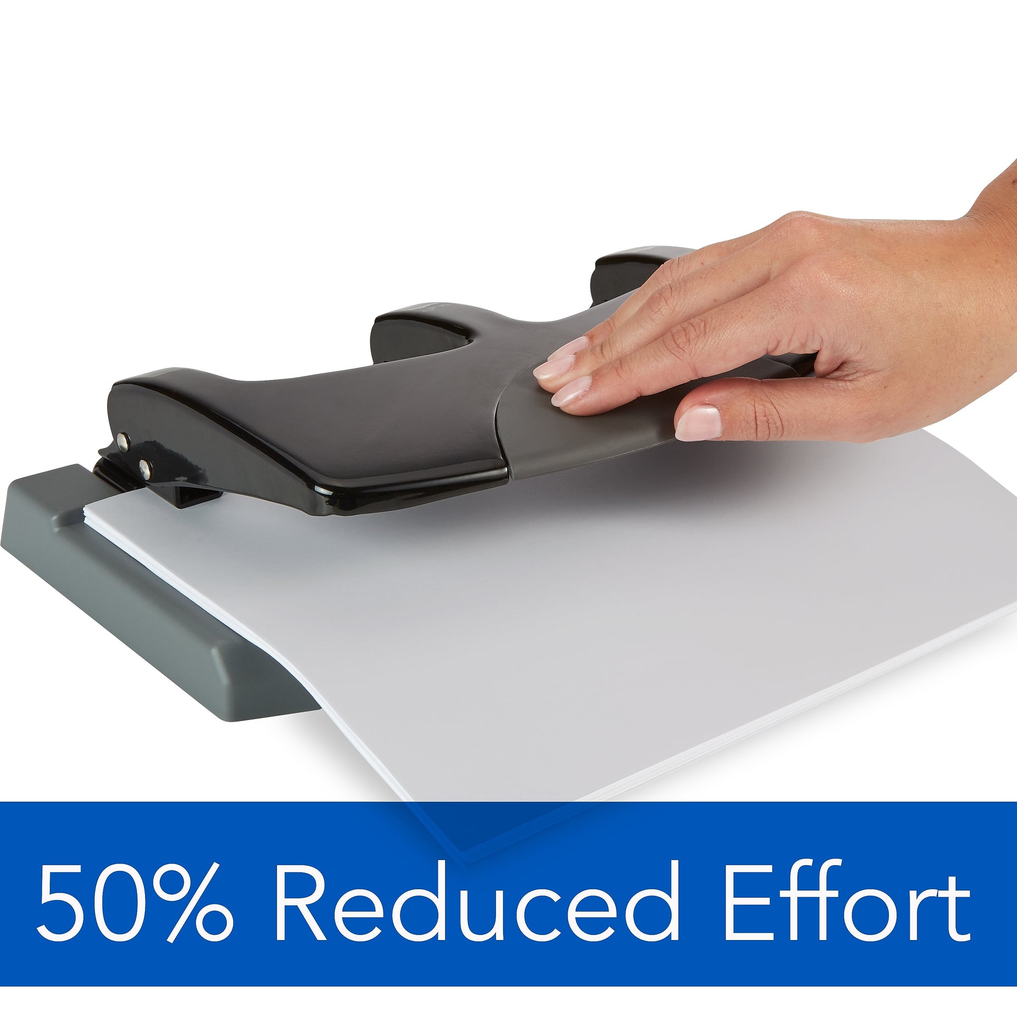 Swingline SmartTouch Low Force Desktop 3-Hole Punch, 45 Sheet Capacity, Black/Gray