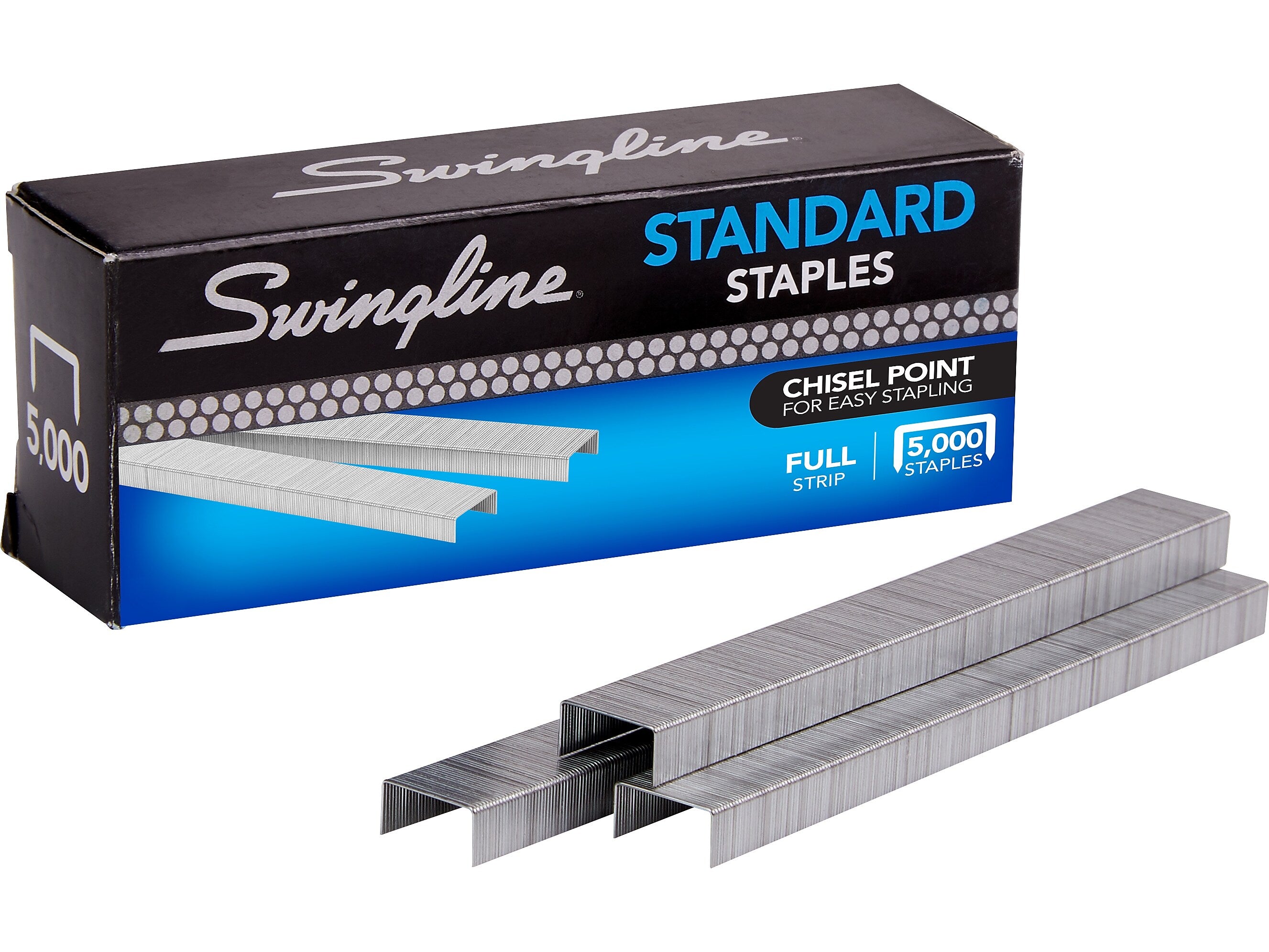 Swingline Standard 1/4" Length Standard Staples, Full Strip, 5000/Box, 3 Boxes