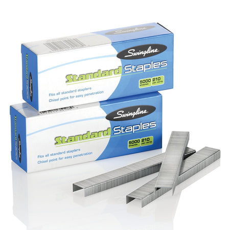 Swingline Standard Staples, 1/4" Leg Length, 5,000 Staples/Box, 100 Boxes/Carton