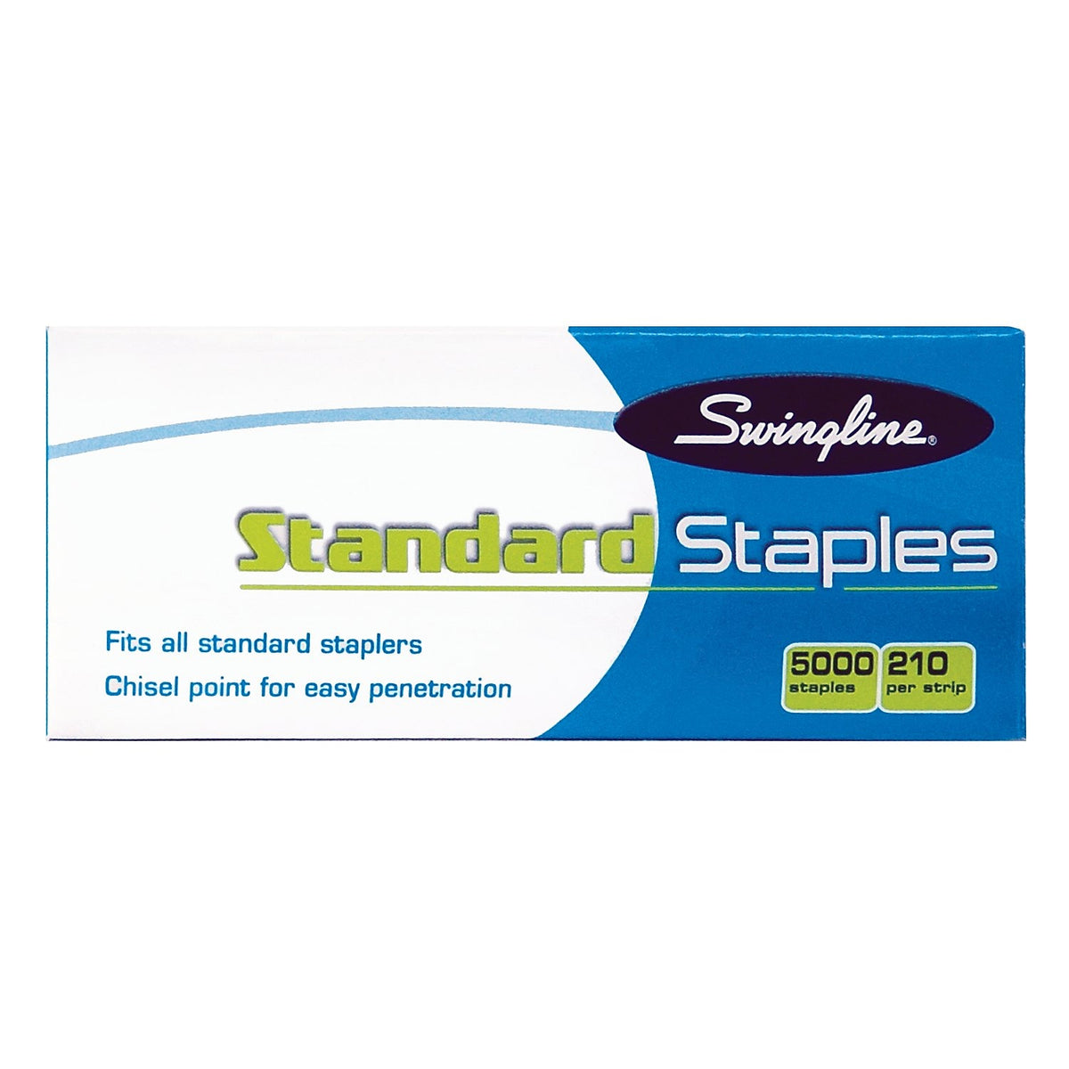 Swingline Standard Staples, 1/4" Leg Length, 5,000 Staples/Box, 100 Boxes/Carton