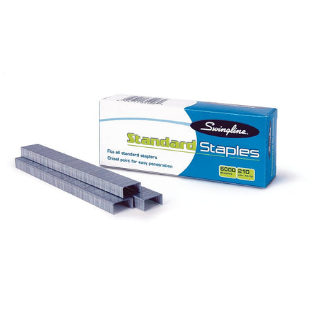 Swingline Standard Staples, 1/4" Leg Length, 5,000 Staples/Box, 100 Boxes/Carton