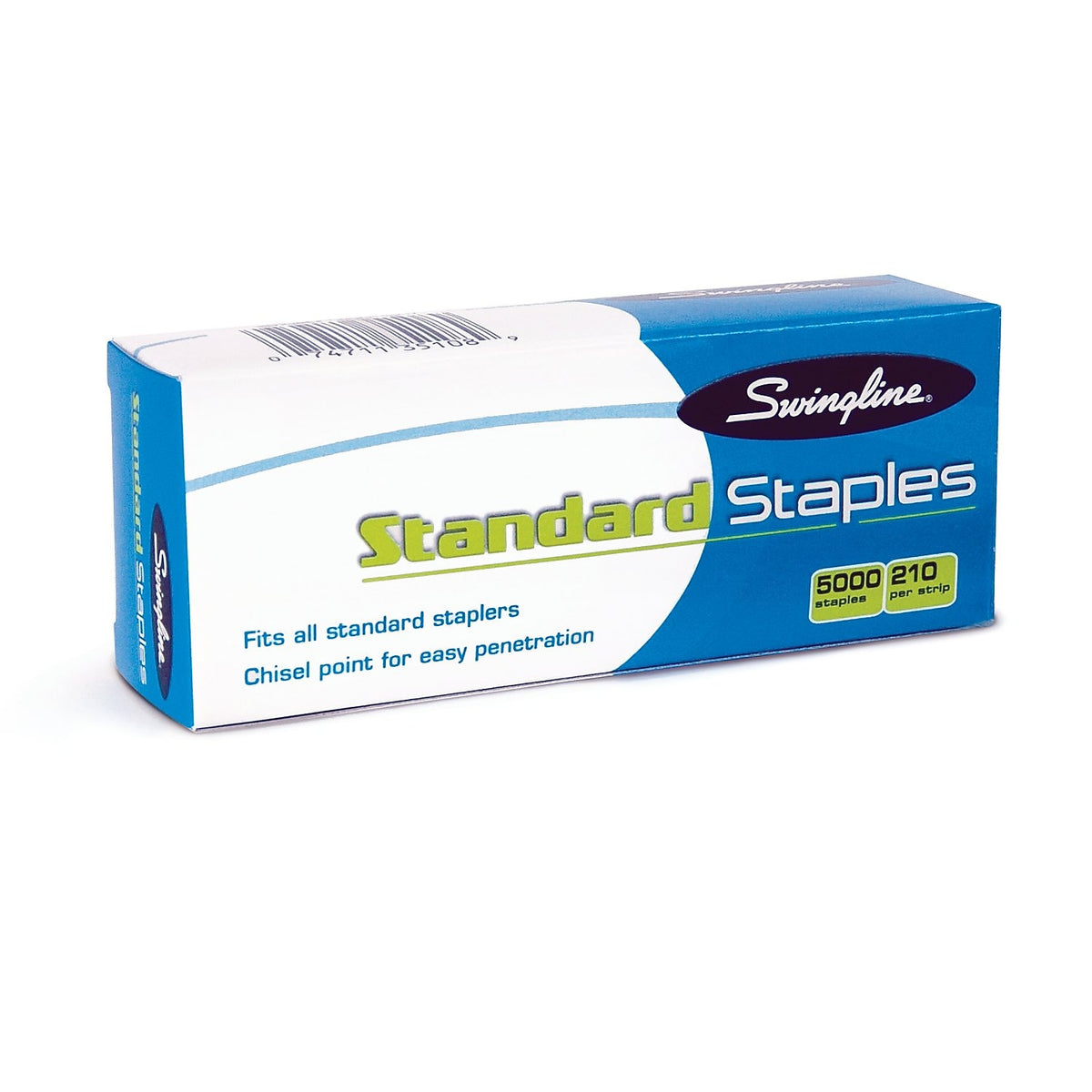 Swingline Standard Staples, 1/4" Leg Length, 5,000 Staples/Box, 100 Boxes/Carton