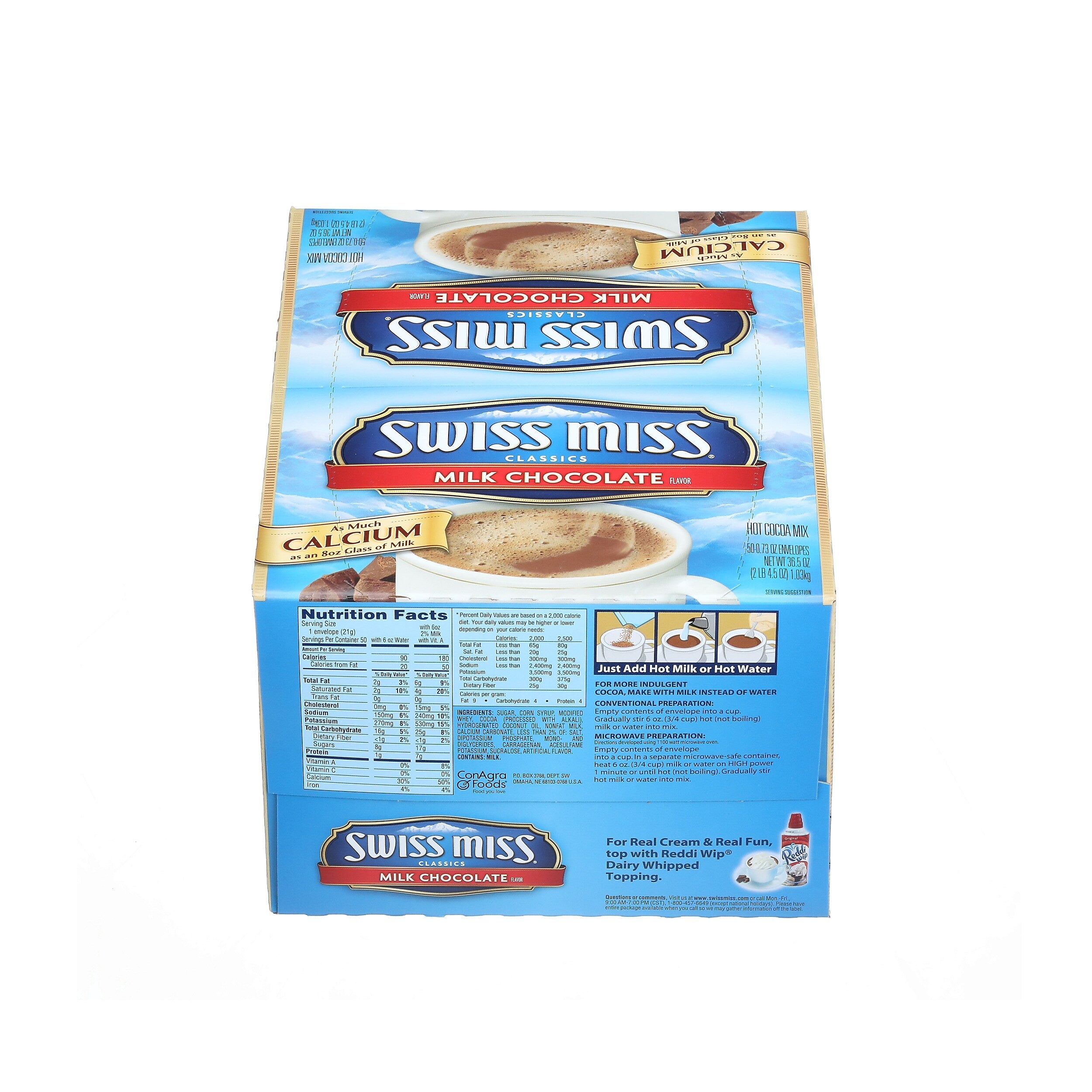 Swiss Miss Milk Chocolate Cocoa, 0.73 Oz., 50/Box
