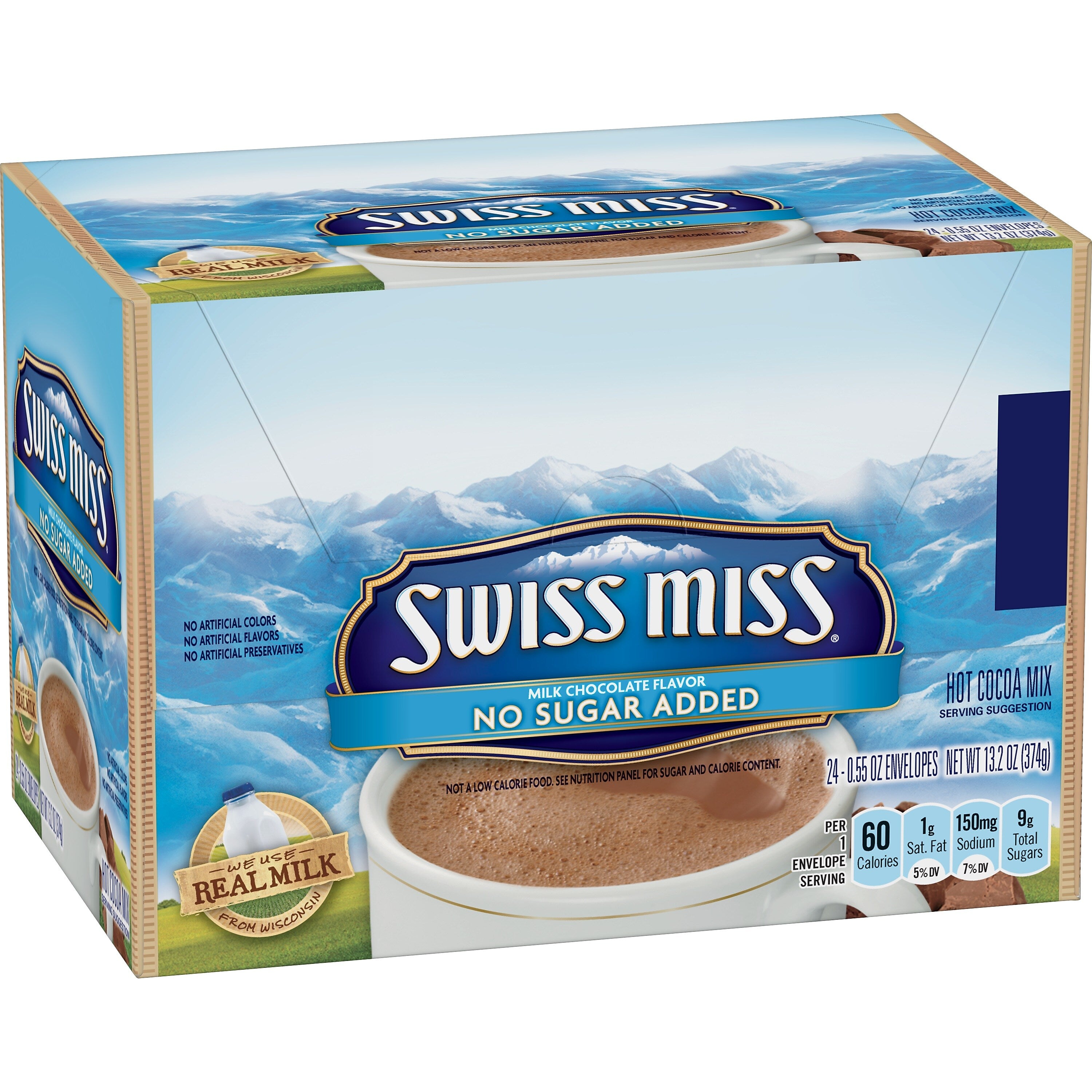 Swiss Miss No Sugar Added Cocoa, 0.55 Oz., 24/Box