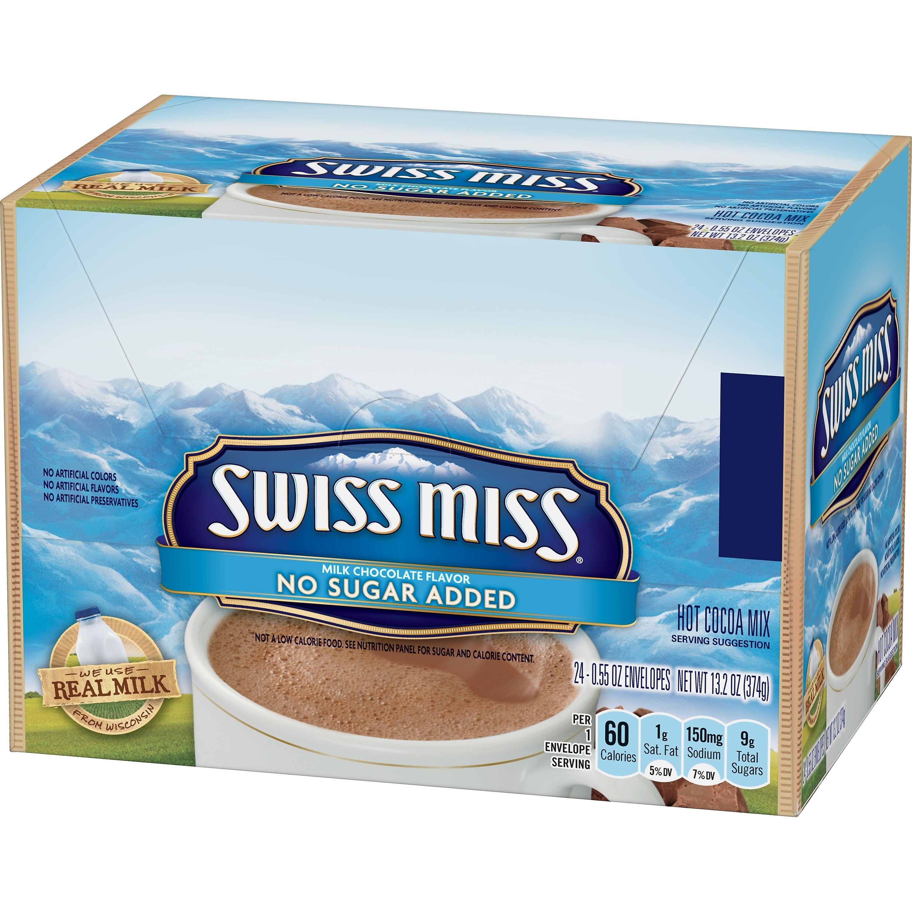 Swiss Miss No Sugar Added Cocoa, 0.55 Oz., 24/Box