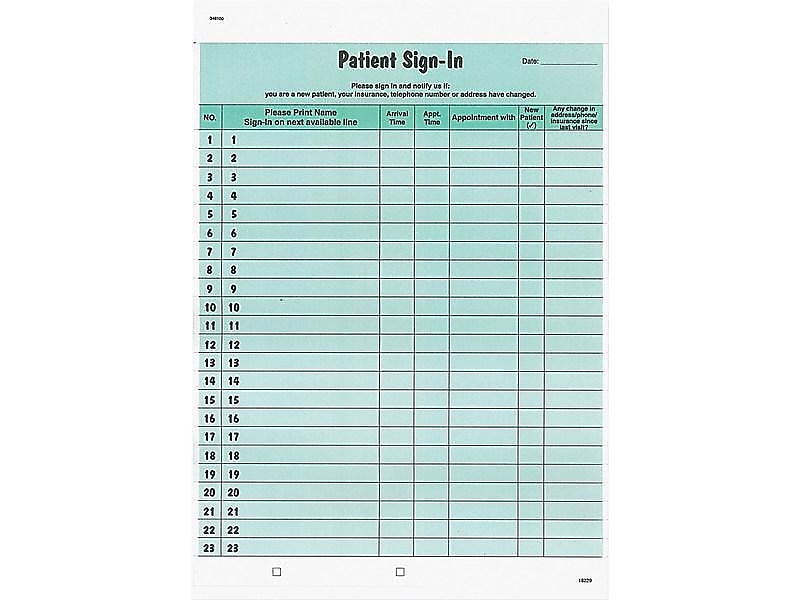 Tabbies 3-Part Patient Sign-in Label Forms, 125/Pack