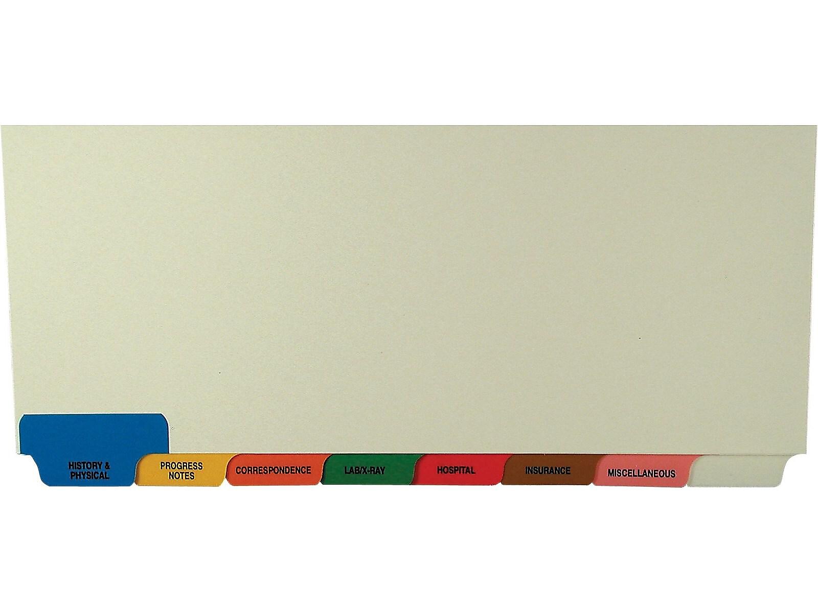 Tabbies Bottom Tab Patient Chart Index Divider Set, 8-Tab, Ivory, 40/Box