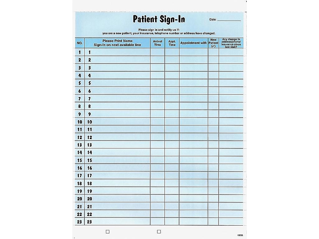 Tabbies Healthcare Patient Sign-In Carbon 1-Part Privacy Sign-In Sheets, 11