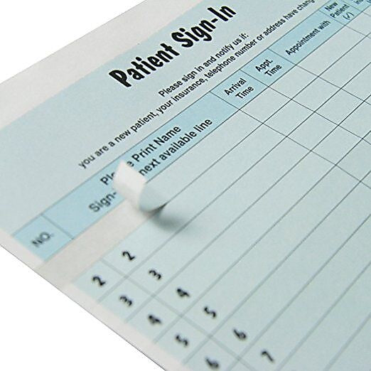 Tabbies Patient Two-Part Carbon Privacy Sign-In Sheets, 8.5 x 11.63, 125/Pack