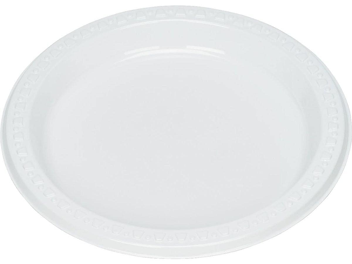Table Mate Plastic Plates, White, 125/Pack