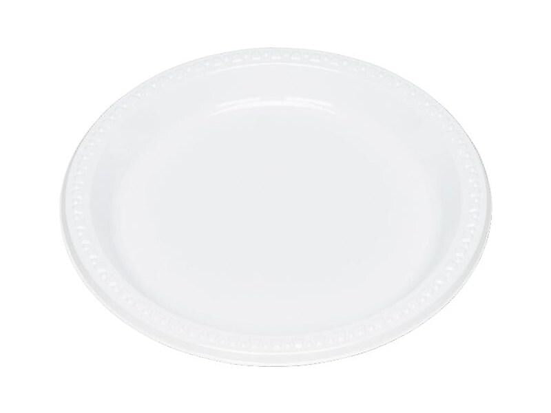 Table Mate Plastic Plates, White, 125/Pack