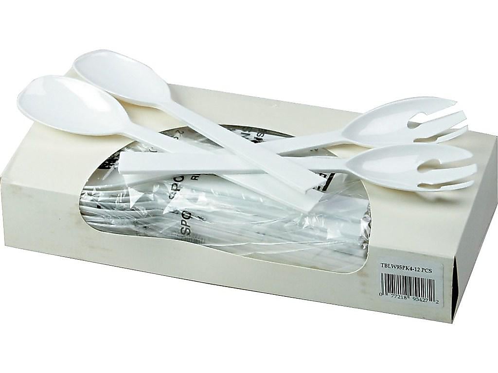 Table Mate Plastic Serving Sets, Medium-Weight, White, 48/Pack