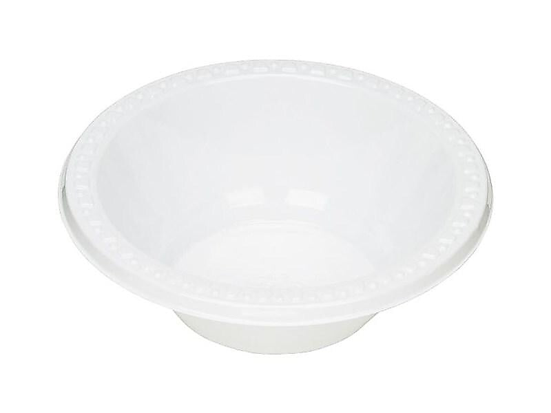 Table Mate Plastic Standard Bowls, 12 oz., White, 125/Pack