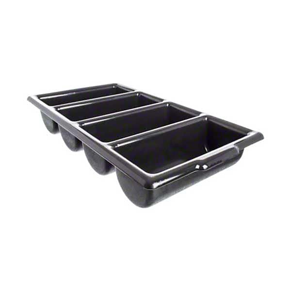 Tablecraft 1524B, 4-Compartment Cutlery Bin, Black