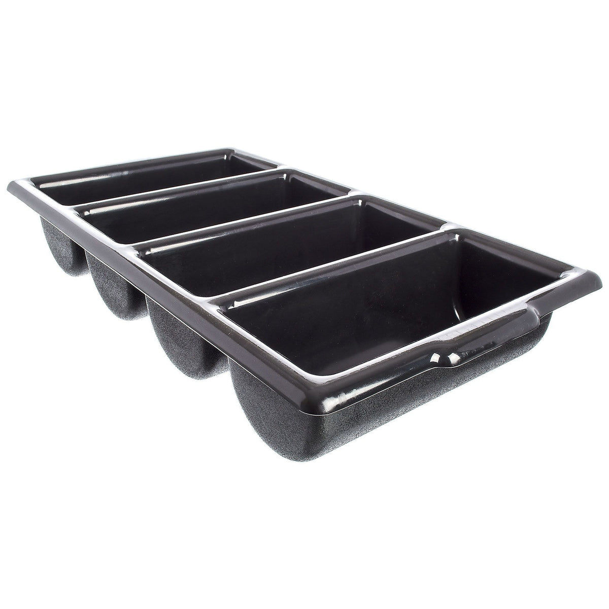 Tablecraft 1524B, 4-Compartment Cutlery Bin, Black