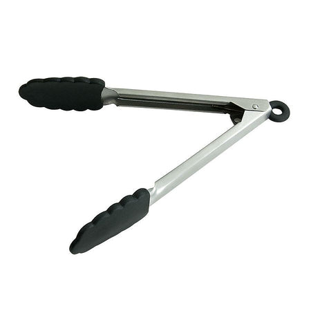 Tablecraft 4009BK, 9'' Silicone Tip Locking Tongs