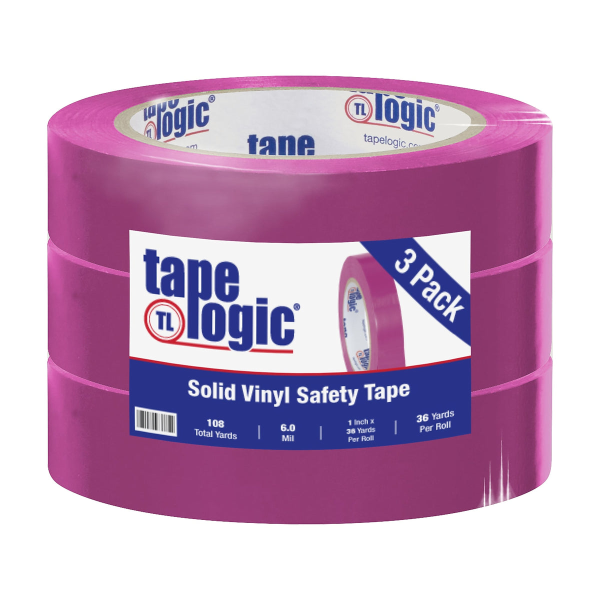 Tape Logic 1" x 36 yds. Solid Vinyl Safety Tape, Purple, 3/Pack